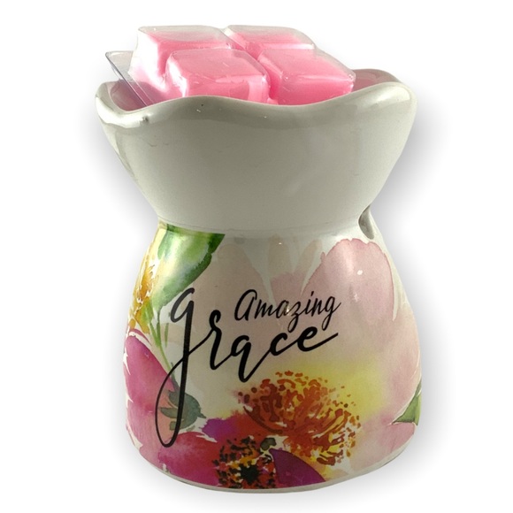 Variety WS Other - Amazing Grace Wax Melt Burner Set With Melts White Floral Multi Color NEW